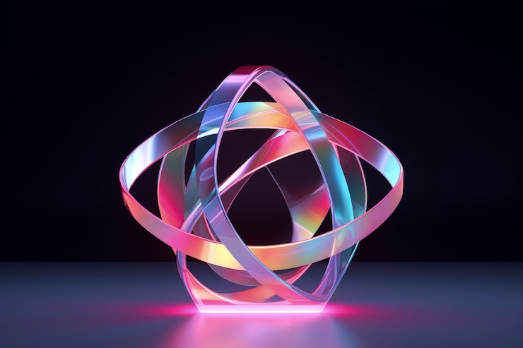 Foto gratuito formas 3d que brillan con colores holográficos brillantes
