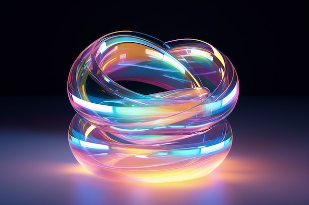Formas 3D que brillan con colores holográficos brillantes