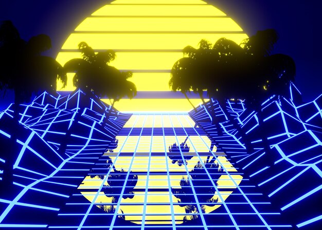 Formas 3d retro en estilo vaporwave