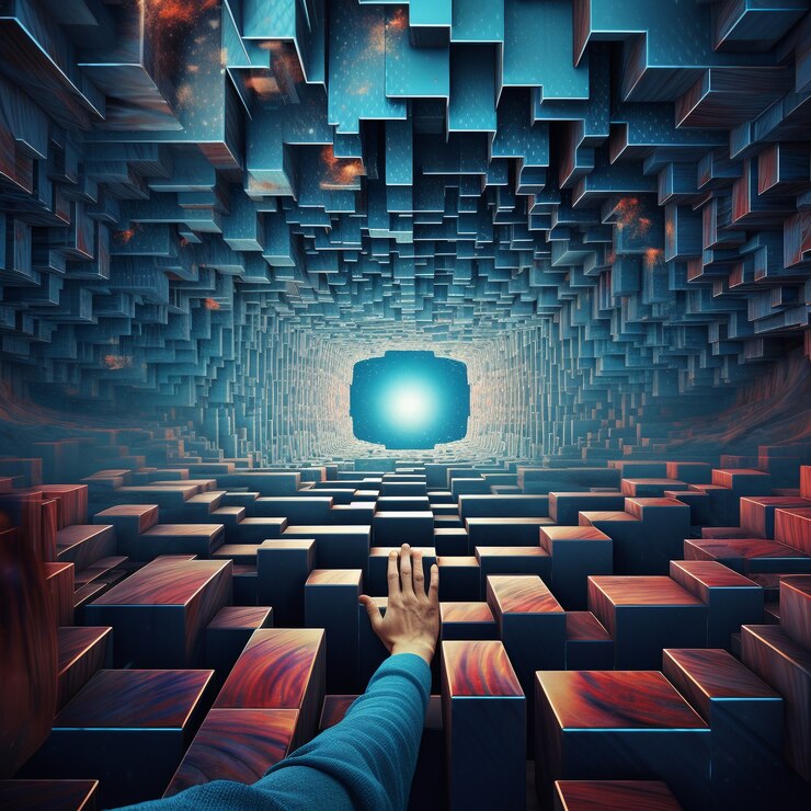 Foto gratuito formas geométricas 3d en el fondo interior.