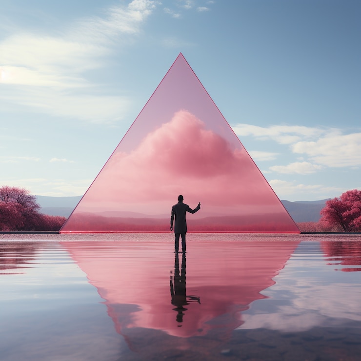 Foto gratuito formas geométricas en 3d en un fondo natural