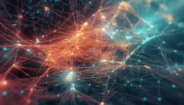 Formas geométricas resplandecientes en movimiento multicolor brillante generado por IA