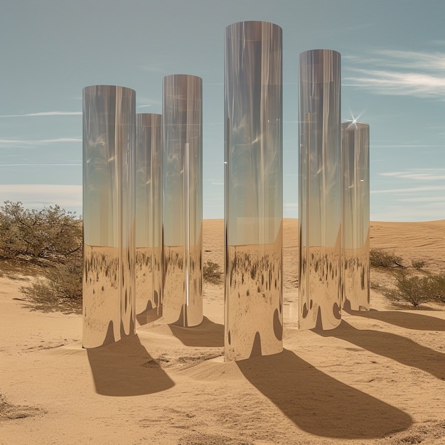 Foto gratuita formas geométricas surrealistas en el desierto estéril