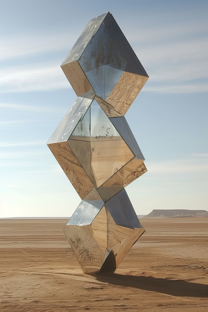 Formas geométricas surrealistas en el desierto estéril