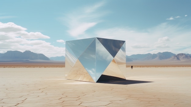 Formas geométricas surrealistas en el desierto estéril