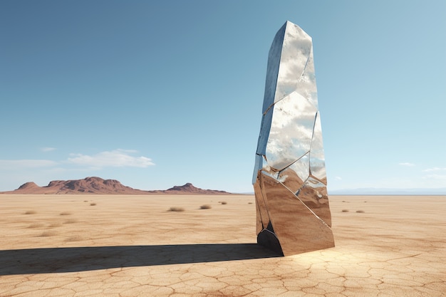 Formas geométricas surrealistas en el desierto estéril