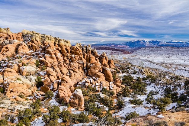Foto de hermoso paisaje del Parque Nacional Arches en Utah, EE.