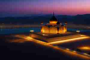 Foto gratuita una foto nocturna del taj mahal en la ciudad de riyadh.