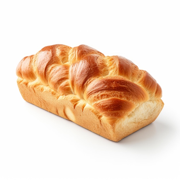 Foto de pan danés casero aislado sobre fondo blanco.