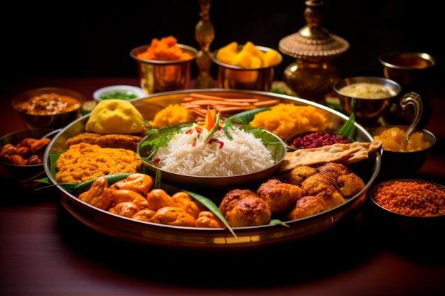 Foto del plato de comida india tradicional para celebrar Diwali