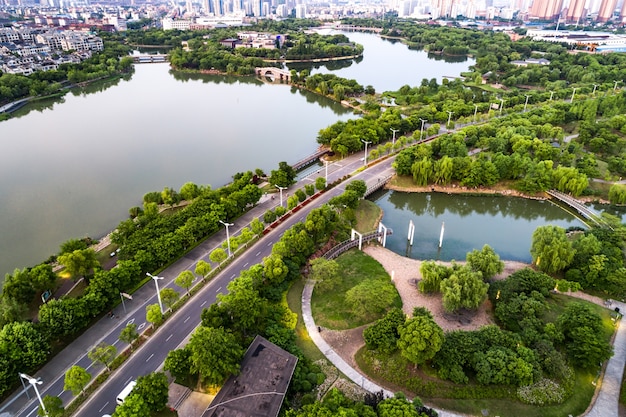 Fotografía aérea de la ciudad china