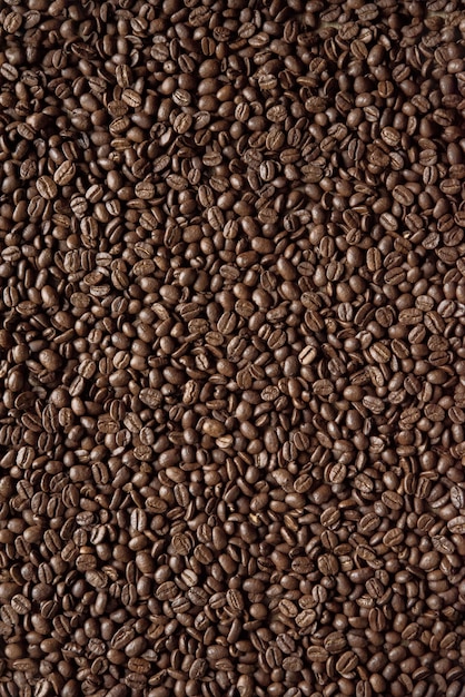 Fotografía cenital de granos de café ideal para el fondo o un blog