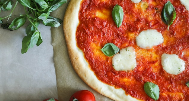 Fotografía de comida de pizza casera vegana Margherita