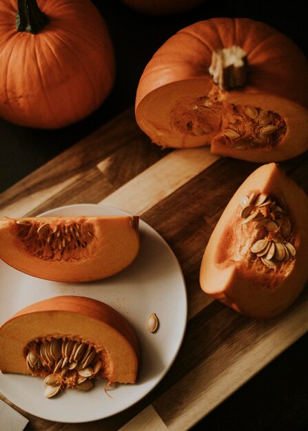 Fotografía de comida de rodajas de calabaza de acción de gracias