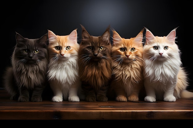 fotografía de grupo de gatos lindos
