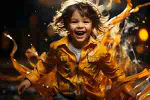 Foto gratuita fotografía infantil vestida de amarillo