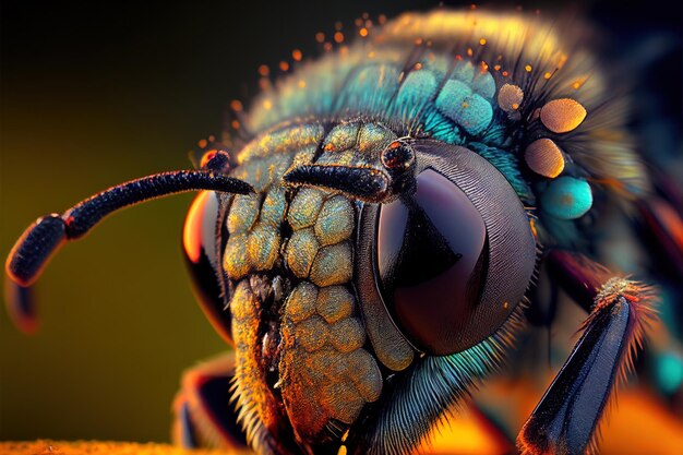 Fotografía macro de abeja colorida abstracta 4