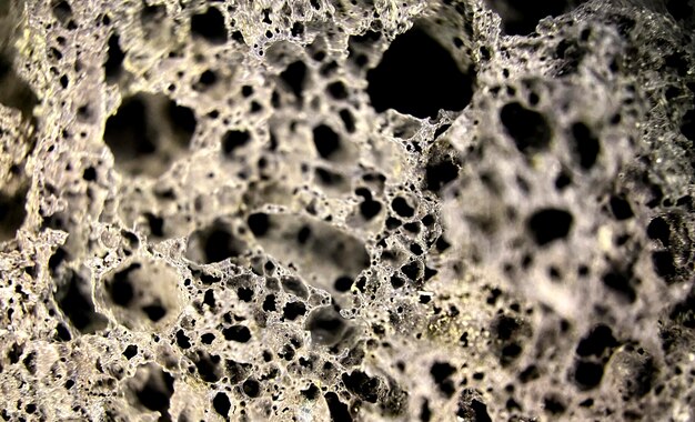 Fotografía macro de un trozo de roca porosa con textura