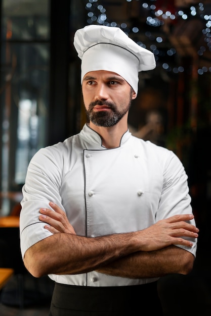 Fotografía media de un chef profesional posando