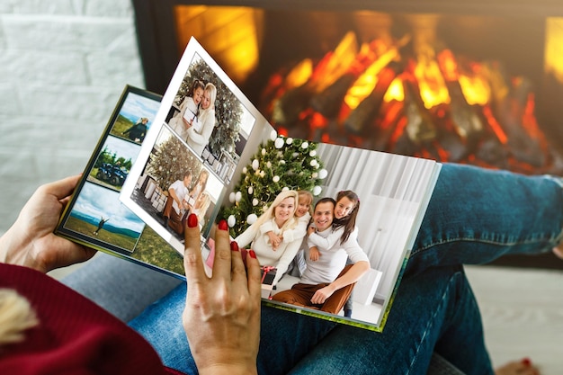 fotolibro con fotos navideñas. Invierno acogedor.