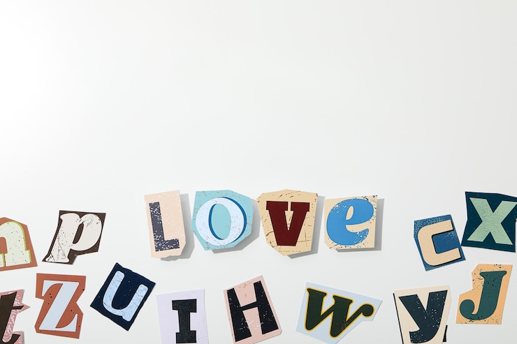 Foto gratuito frases de amor escritas en letras sobre un fondo blanco