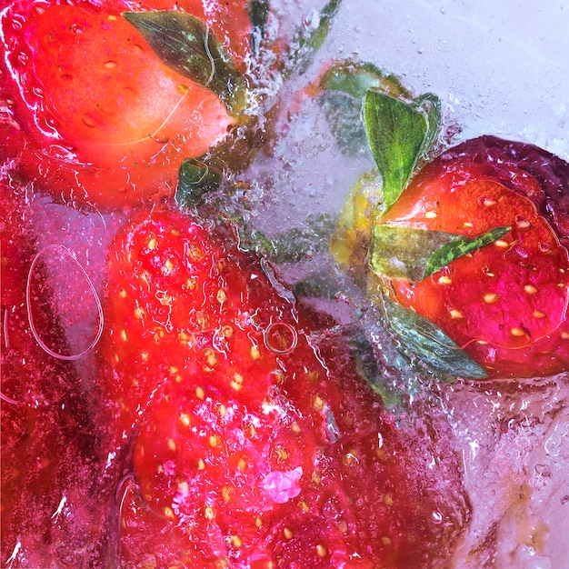 Foto gratuita fresas congelada