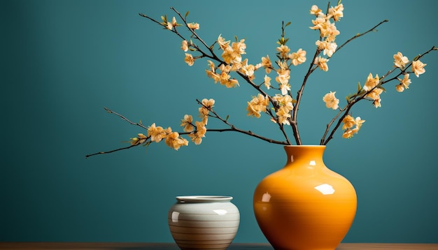 Un fresco ramo de flores en un jarrón aporta la belleza primaveral generada por la inteligencia artificial.