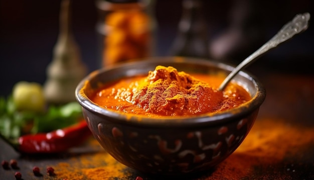 Foto gratuita frescura y calor en una comida vegetariana india gourmet generada por inteligencia artificial
