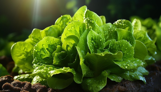 Frescura de la naturaleza hoja verde alimentación saludable ensalada orgánica generada por inteligencia artificial