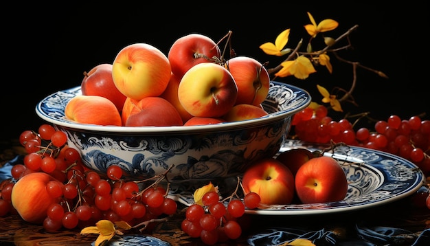 Foto gratuita frescura y naturaleza en un plato de alimentación saludable generado por inteligencia artificial