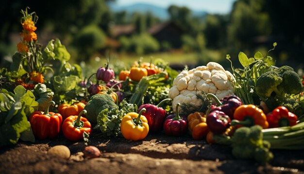 Frescura de verduras ecológicas en una saludable ensalada de otoño generada por inteligencia artificial