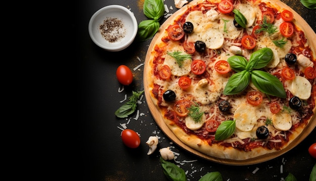 Fresquedad y sabor en una mesa italiana rústica generada por la IA