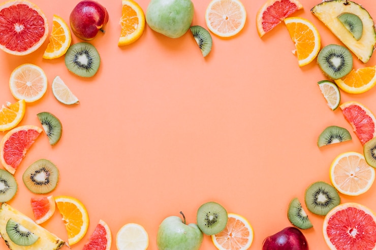 Foto gratuito frontera de frutas frescas