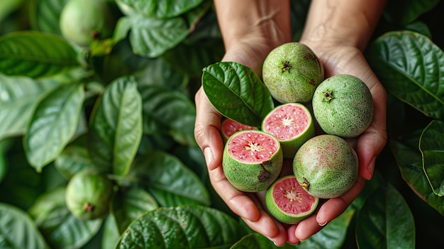 Foto gratuita fruta tropical de guayaba, naturaleza muerta