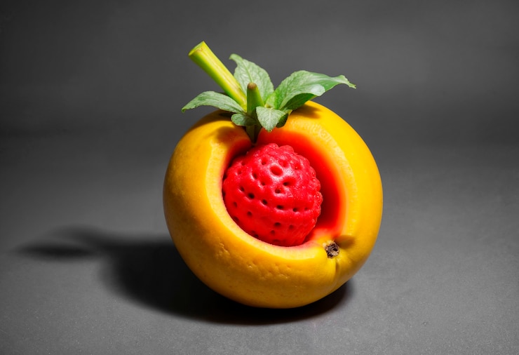 Foto gratuito frutas surrealistas en el estudio
