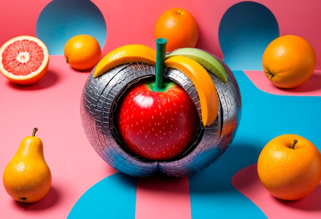 Foto gratuita frutas surrealistas en el estudio