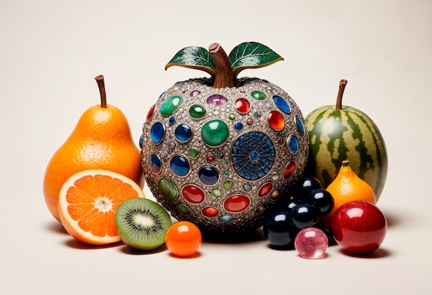 Foto gratuita frutas surrealistas en el estudio