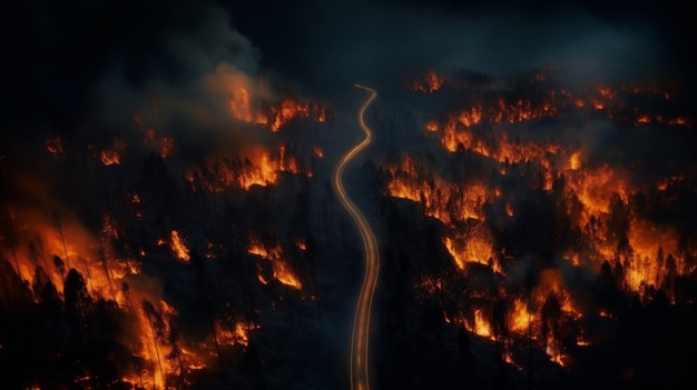 Foto gratuita el fuego devasta el paisaje natural