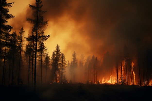 Foto gratuita el fuego quema la naturaleza salvaje.