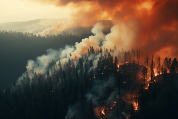 El fuego quema la naturaleza salvaje.
