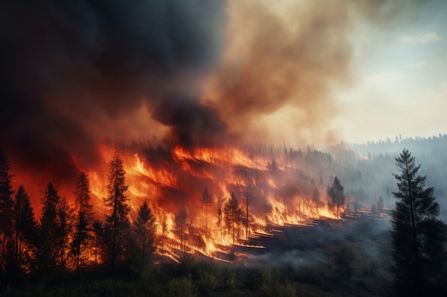 Foto gratuita el fuego quema la naturaleza salvaje.