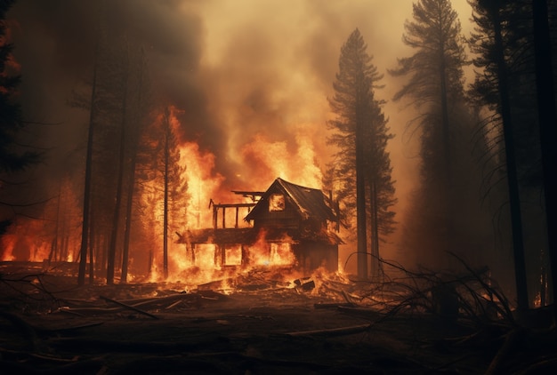 Foto gratuita el fuego quema la naturaleza salvaje.