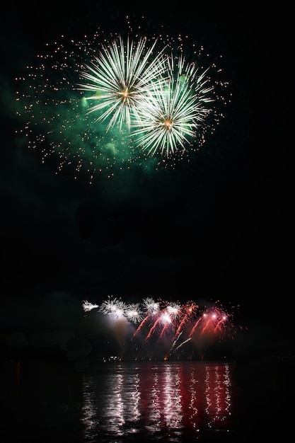 Fuegos artificiales adornando el cielo