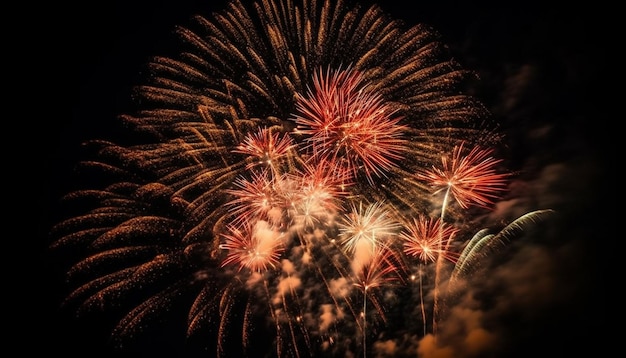 Foto gratuita los fuegos artificiales se encienden en el cielo nocturno.