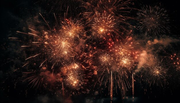 Los fuegos artificiales se encienden en el cielo nocturno.