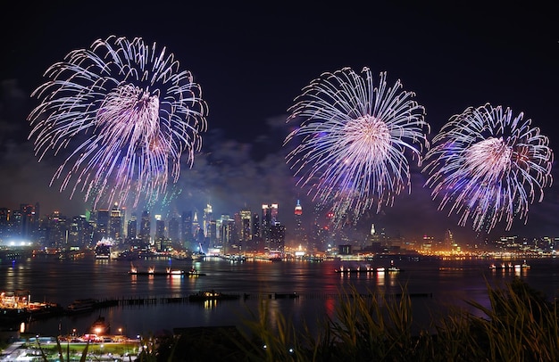 Fuegos artificiales de Manhattan de Nueva York