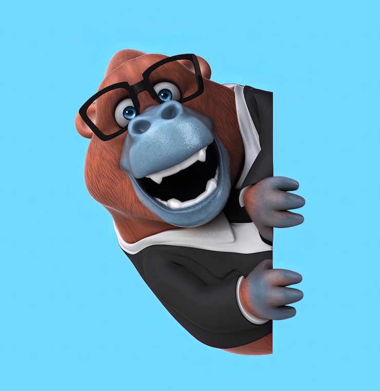 Photo Gratis fun 3d cartoon orang outan with a sign
