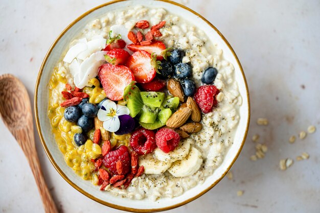 Gachas de avena desayuno super bowl estilo de vida saludable