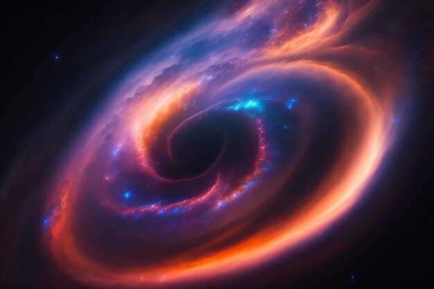 Foto gratuita una galaxia con un diseño en espiral en el centro.