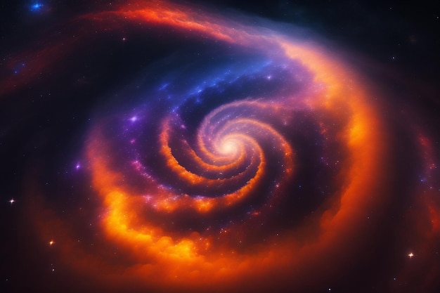 Foto gratuita una galaxia espiral con colores naranja y azul.